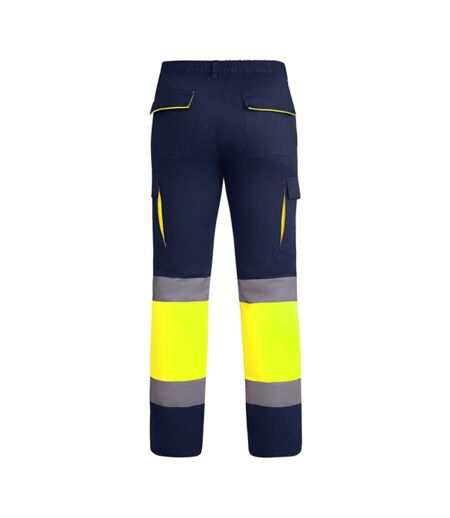 Pantalon Homme Bleu Marine Jaune Fluo Roly Workwear