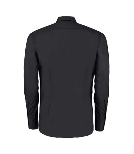 Kustom Kit Mens Slim Fit Long Sleeve Business / Work Shirt (Black)