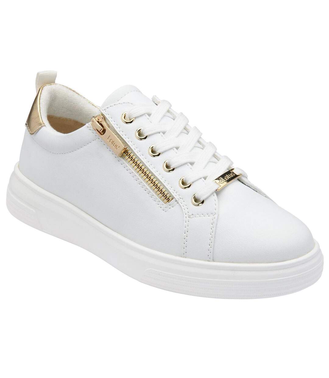 Baskets Motif/style Zippé Alessia Femme Blanc Lotus Shoes-4
