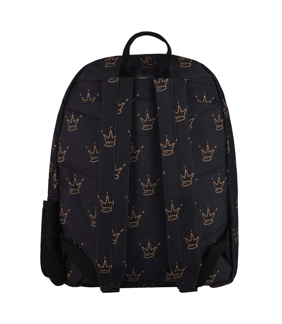 Unisex Black King Crown Pattern Backpack with Padded Straps | School Travel Bag-2