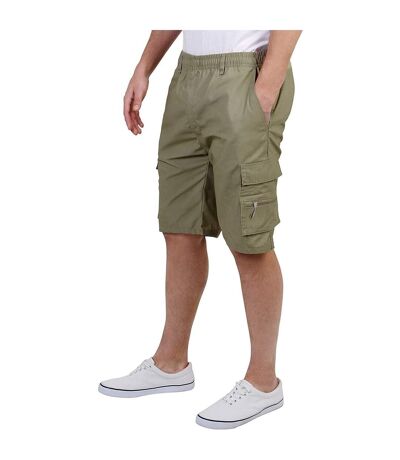 Krisp Mens Plain Cotton Cargo Shorts (Khaki)