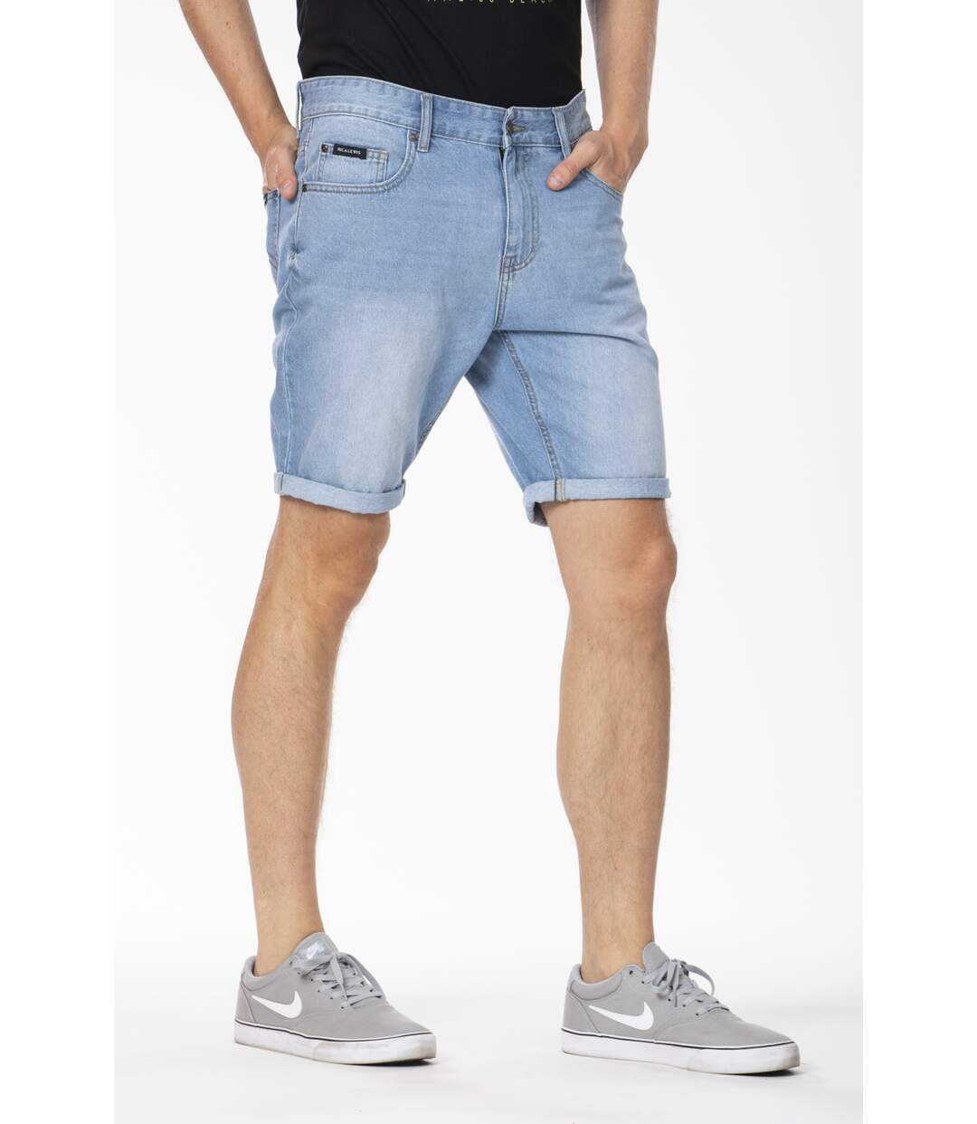 Bermuda coupe relax denim léger stone washed brossé ALI 'Rica Lewis'-3