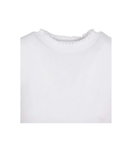 T-shirt Court Motif/style Côtelé Femme Blanc Urban Classics