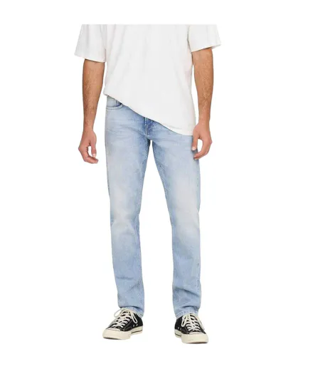 Mens Tai Logo Tapered Jeans Light Blue Only And Sons