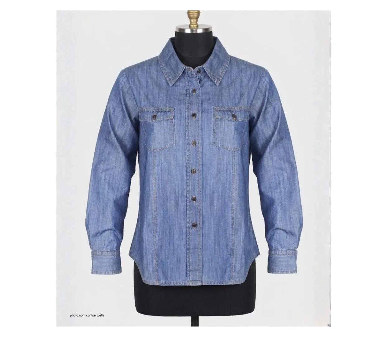 MAYFLOWER LERIDA1 – Chemisier en jean bleu denim pour femme : le confort intemporel au quotidien-3