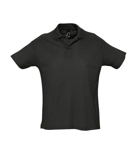 SOLS Mens Summer II Pique Short Sleeve Polo Shirt (Black) - UTPC318
