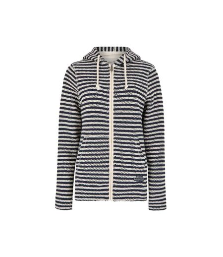Womens/ladies fisher stripe macaroni eco friendly full zip hoodie ecru Weird Fish