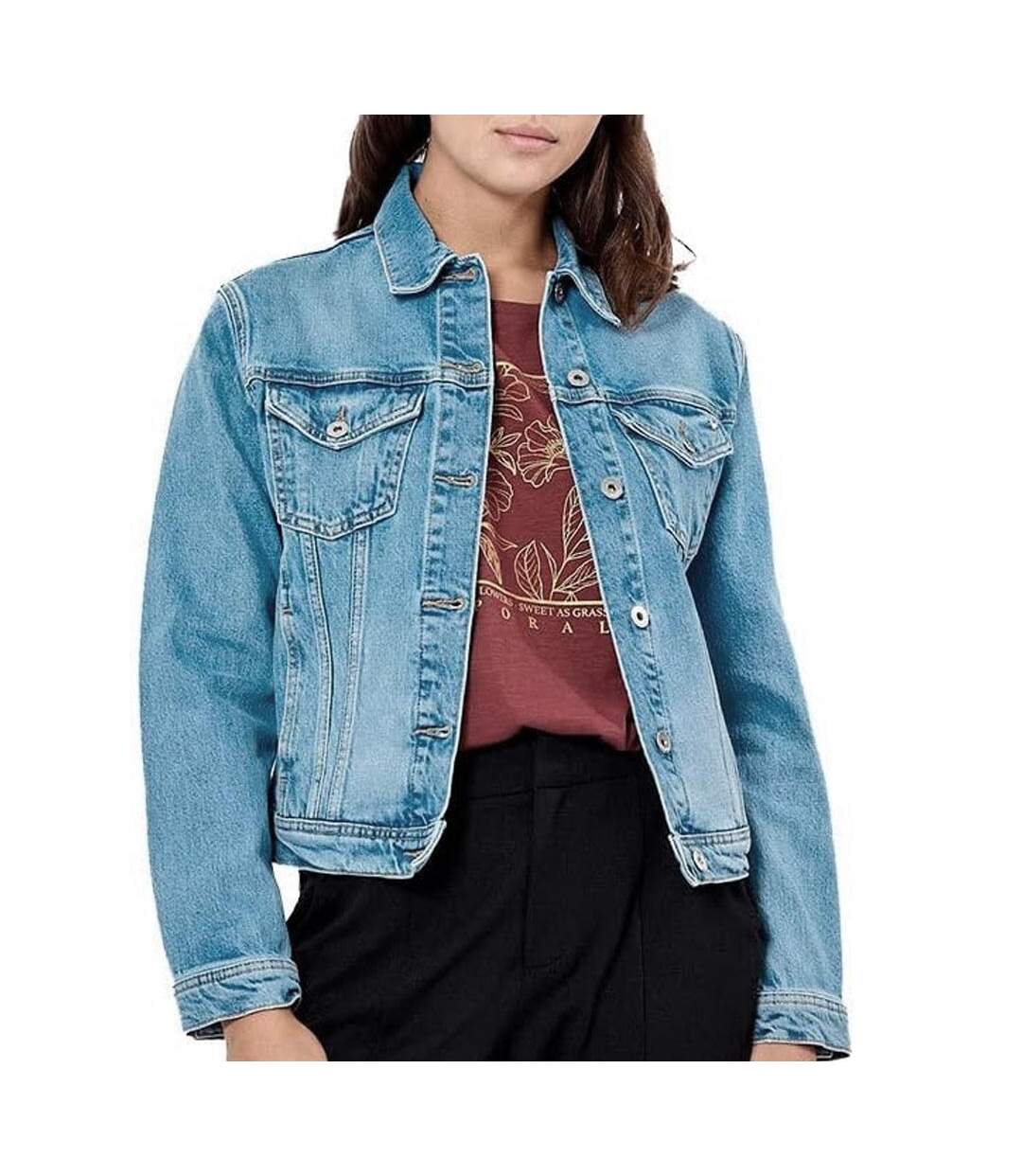 Veste en jean bleu femme kaporal nista-1