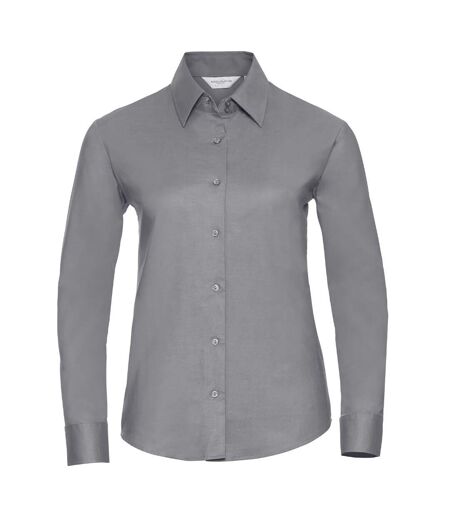 Russell Collection Ladies/Womens Long Sleeve Easy Care Oxford Shirt (Silver) - UTBC1022