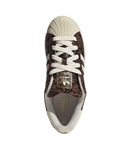Womens/ladies Originals Superstar 82 Snakeskin Leather Trainers Brown Cream Adidas