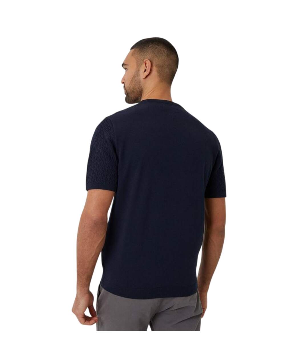 T-shirt Motif/style Texturé Homme Bleu Marine Threadbare-2