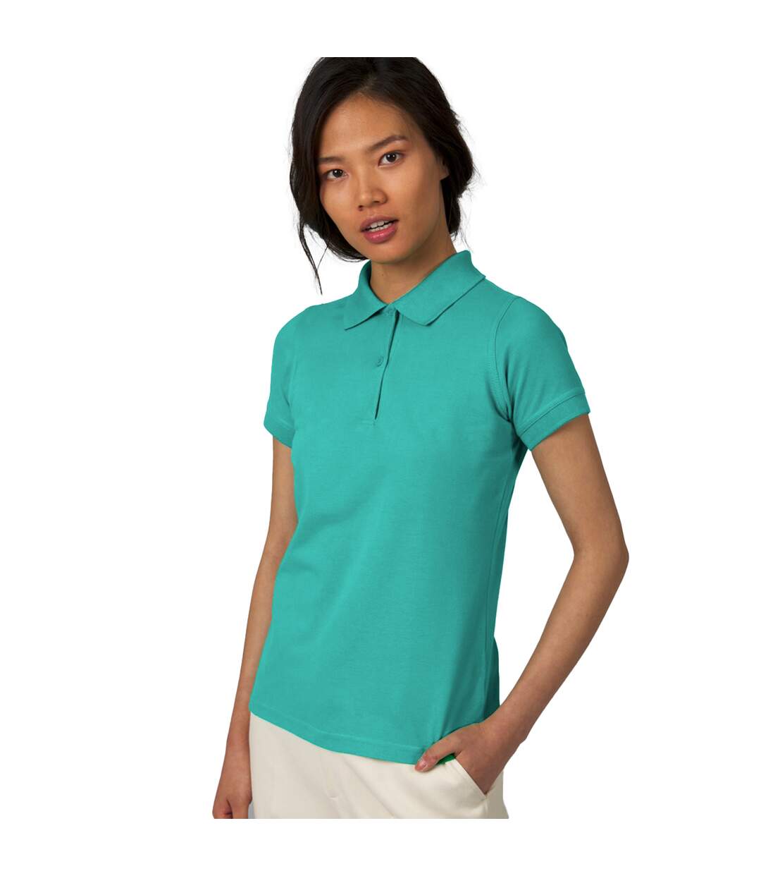 Polo à manches courtes safran pure femme turquoise B&C-2