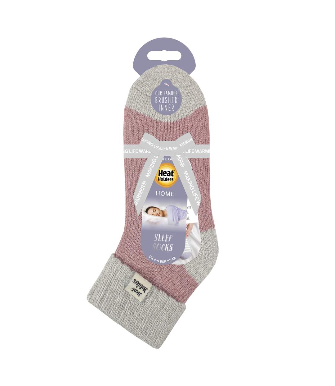 Ladies Thermal Sleep Bed Socks with Rib Turn Over Cuff-2
