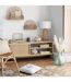 Meuble TV 1 porte en bois et cannage RAYO - Beige-2
