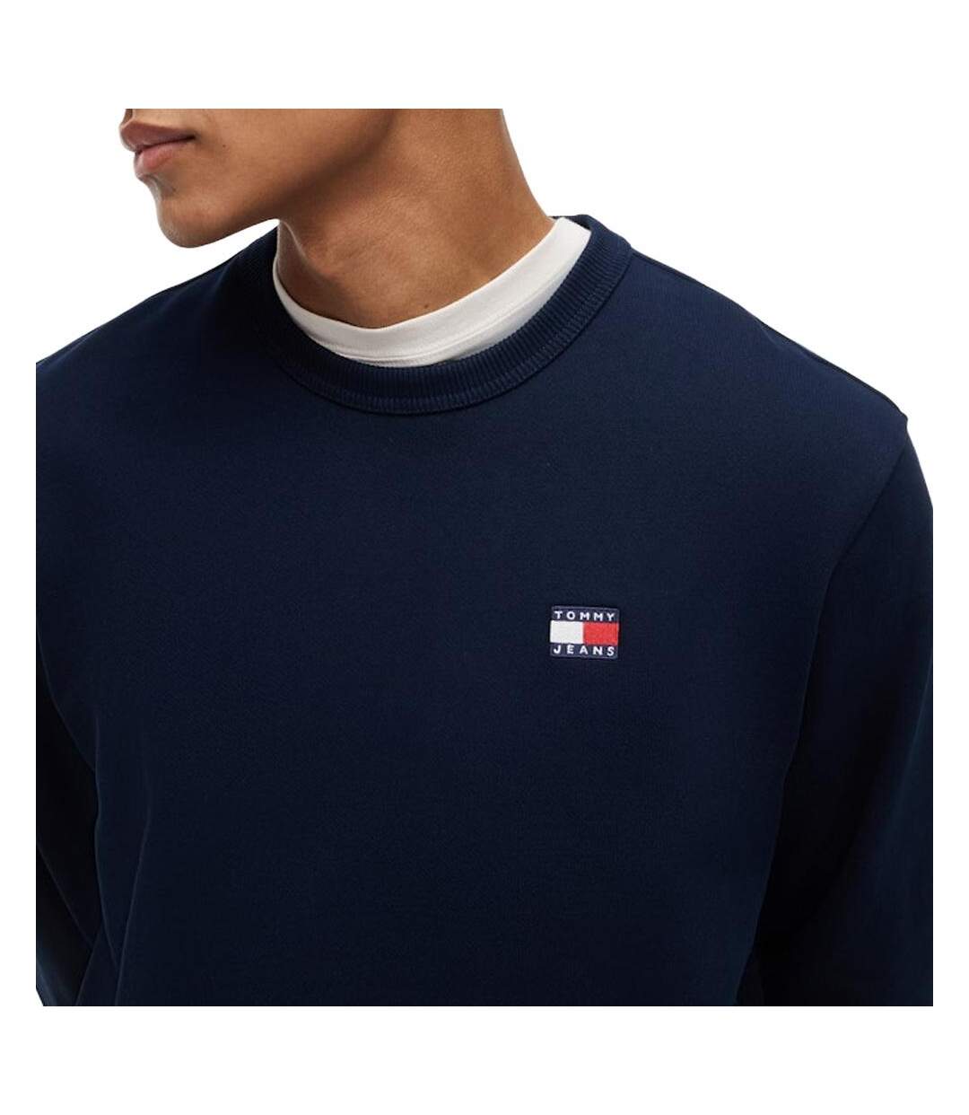 Sweat marine homme tommy hilfiger badge crewss-2