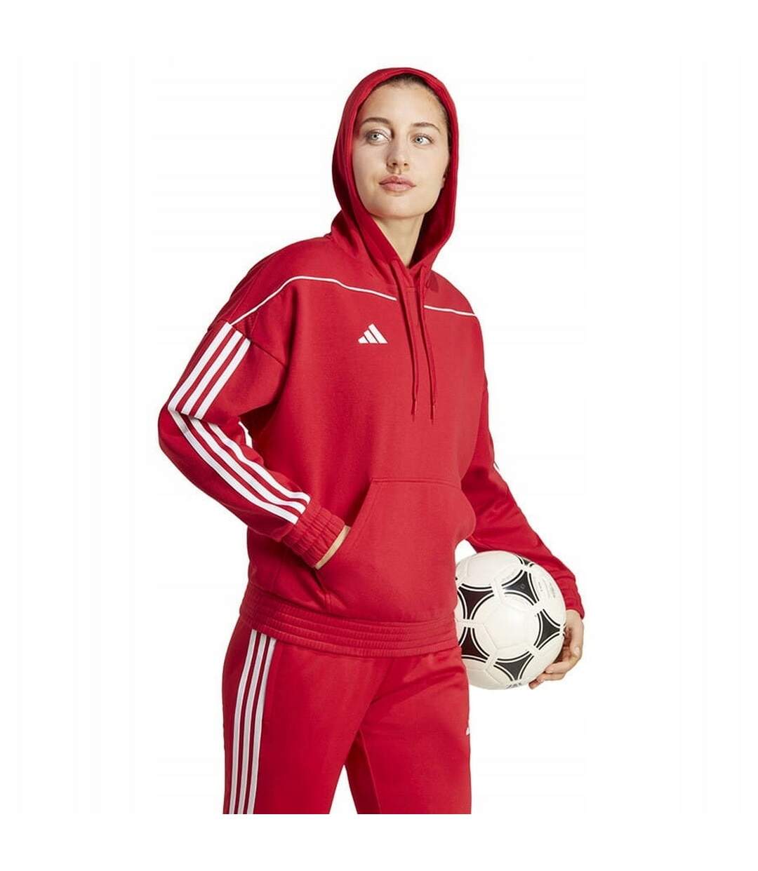 Sweat À Capuche Tiro Femme Rouge Adidas-4