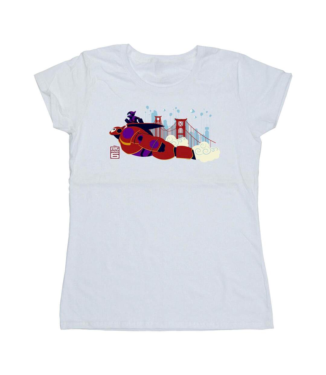 Disney - T-shirt BIG HERO BAYMAX HIRO BRIDGE - Femme (Blanc) - UTBI13178-1