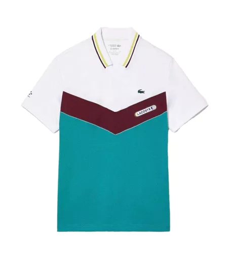 Polo Tennis Daniil Medvedev Homme Blanc Bleu Lacoste