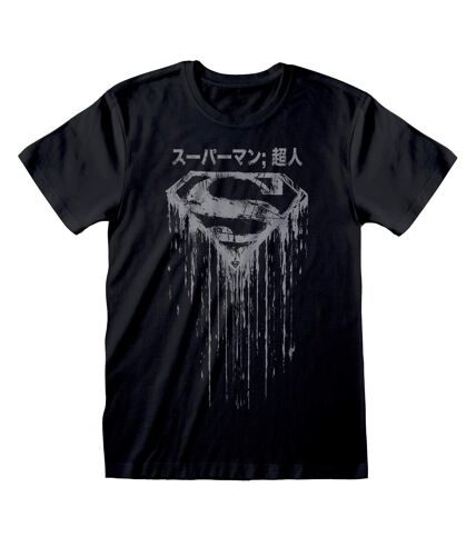 Superman Unisex Adult Distressed T-Shirt (Black) - UTHE374