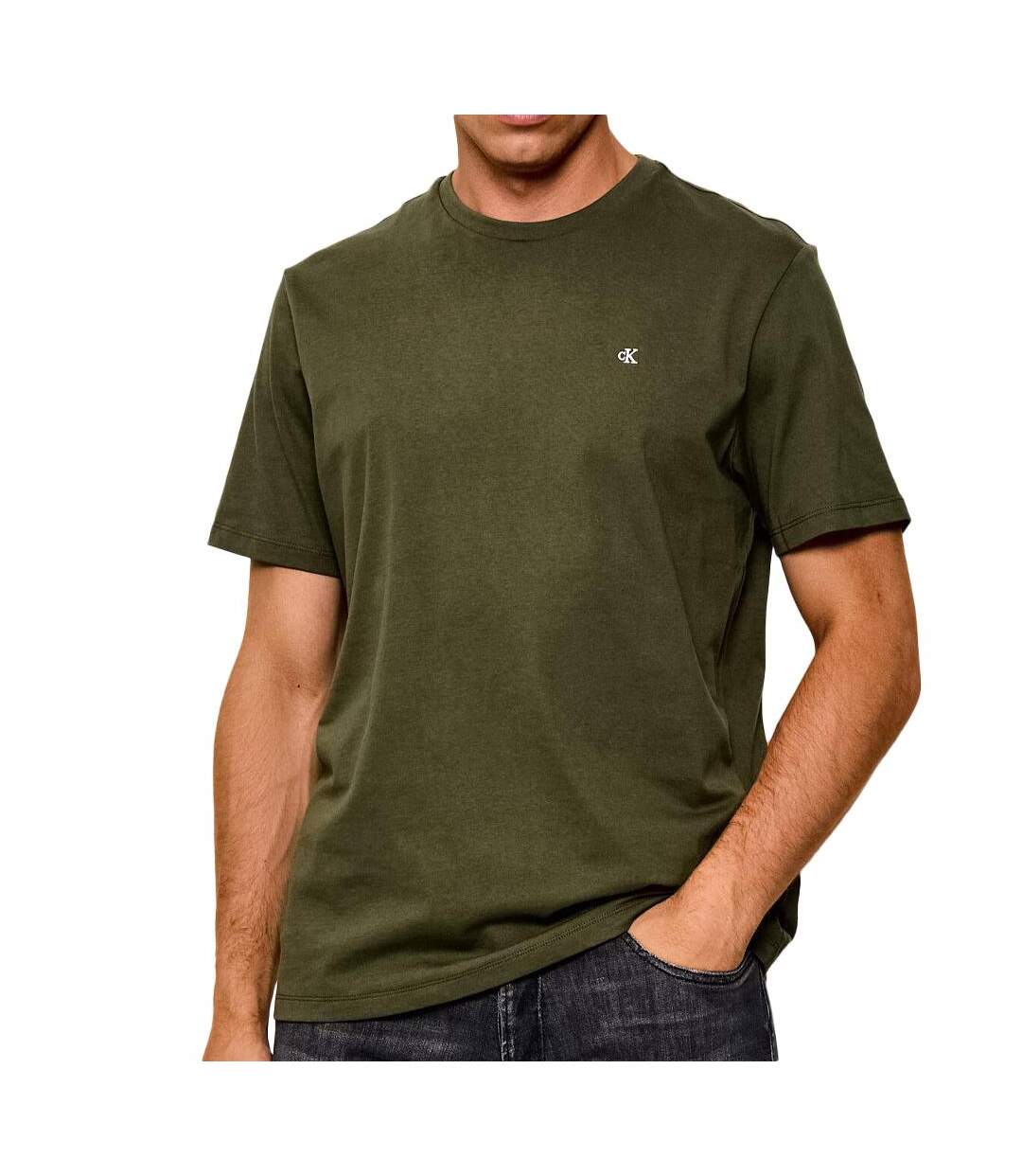 T-Shirt kaki homme calvin klein jeans classic monogram-1