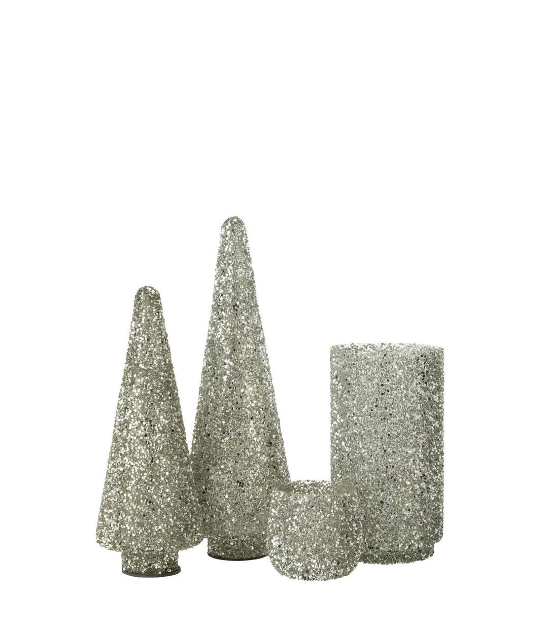 Sapin de Noël Déco à Paillettes Ethel 32cm Argent-3