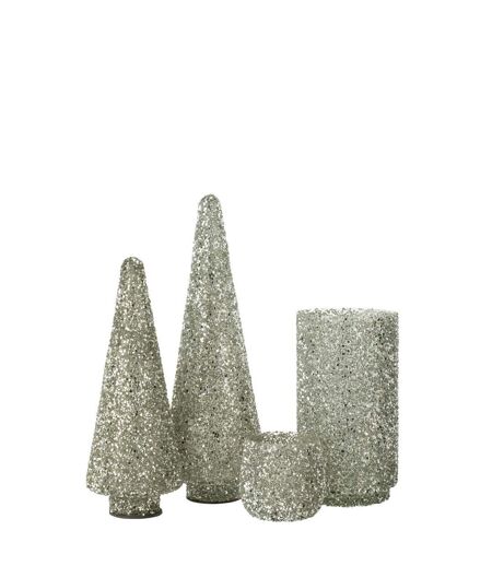 Sapin de Noël Déco à Paillettes Ethel 32cm Argent