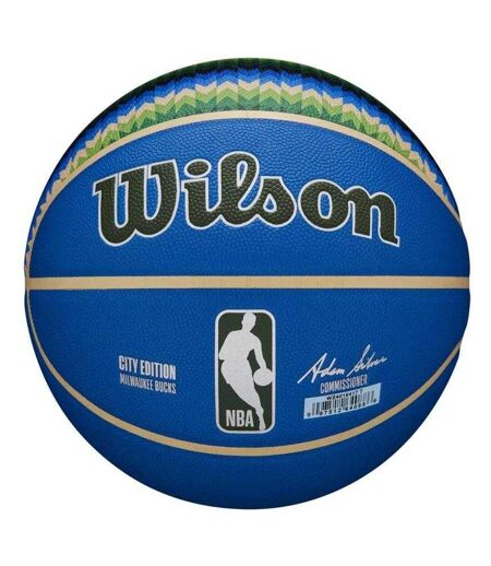 Ballon De Basket Motif/style Nba Milwaukee Bucks Taille 7 Bleu Wilson