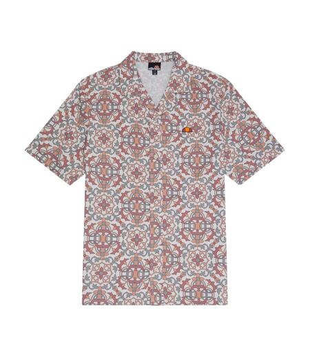 Mens Melos Geometric Short-sleeved Shirt Brown Beige Ellesse
