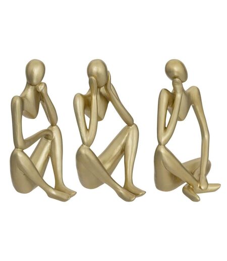 Lot de 3 Statuettes Déco Femme Le Collectionneur 17cm Or