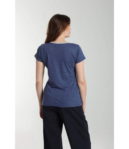Tee Shirt Col V Lurex Manches Courtes Femme Tee Sun Twilight (marine) | Gerard Pasquier