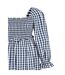 Robe Mi-longue Manches Longues Motif/style À Carreaux Femme Bleu Marine Blanc Miso-4