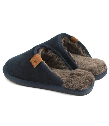 Eastern Counties Leather Mens Tipped Sheepskin Slippers (Navy) - UTEL379