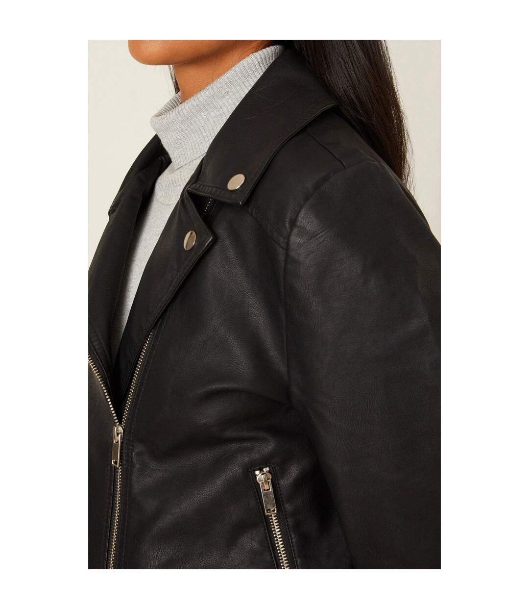 Veste motard femme noir Dorothy Perkins-4