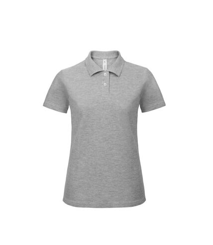B&C Womens/Ladies ID.001 Plain Short Sleeve Polo Shirt (Heather Grey)