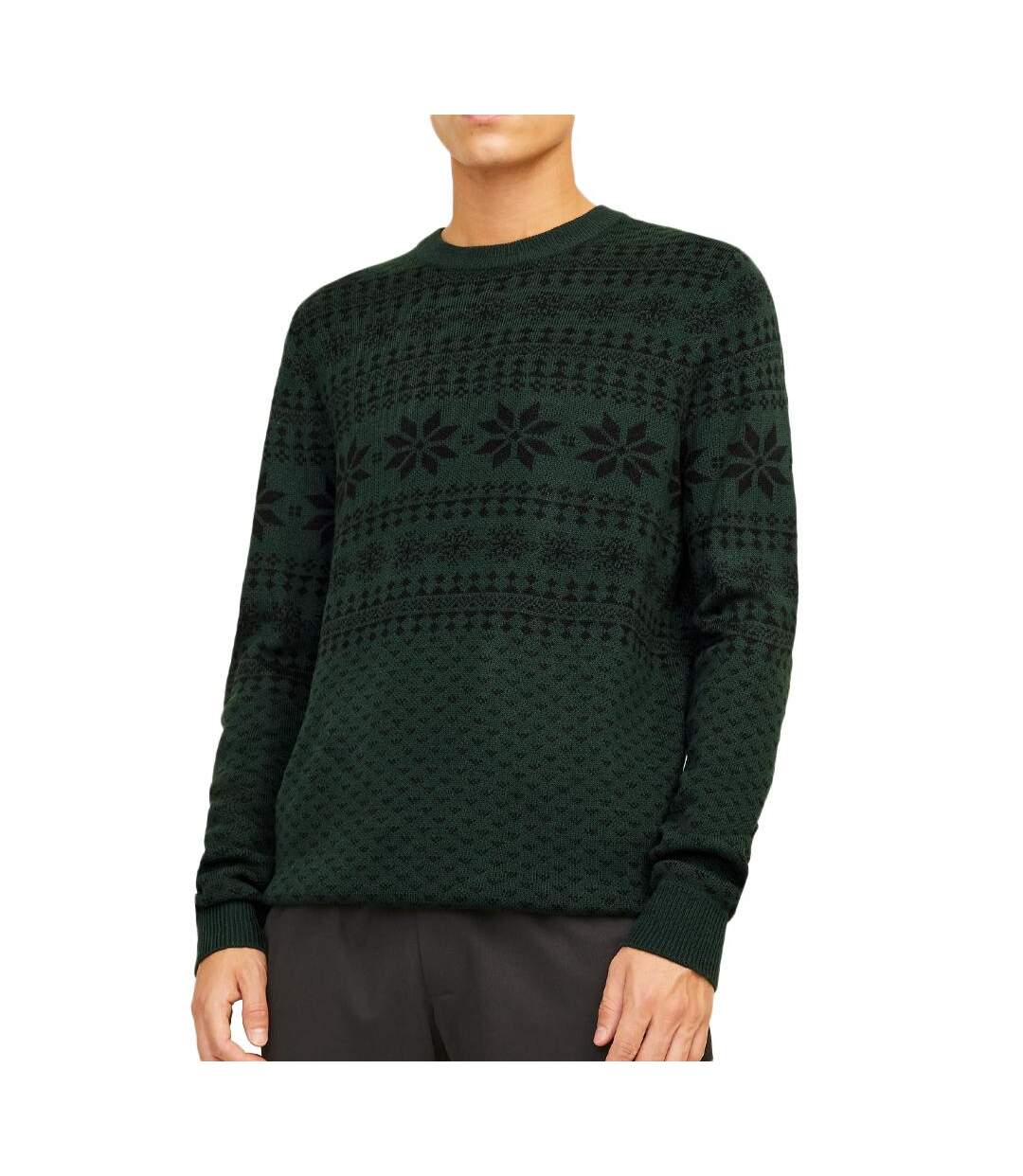 Pull de noël vert/noir homme jack & jones gabriel - l-1