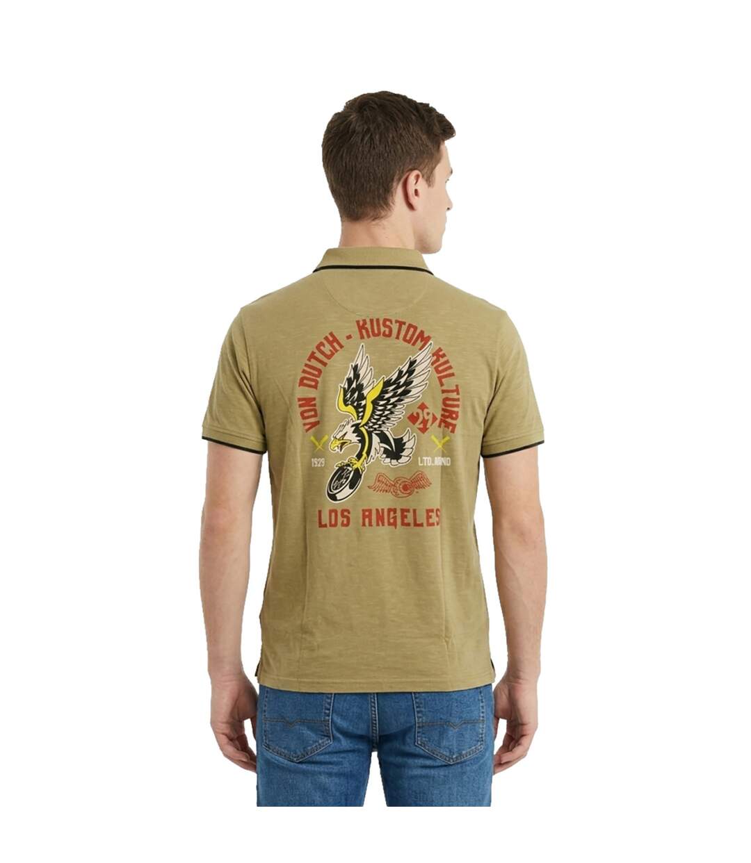 Polo homme en slub jersey avec patch et print dos Los Vondutch-2