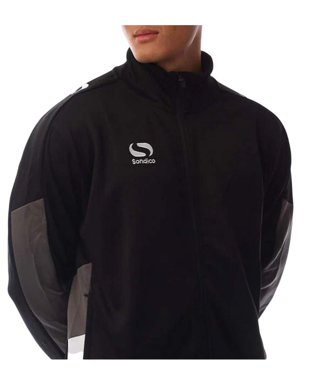 Mens Colour Block Track Jacket Black Charcoal White Sondico-4
