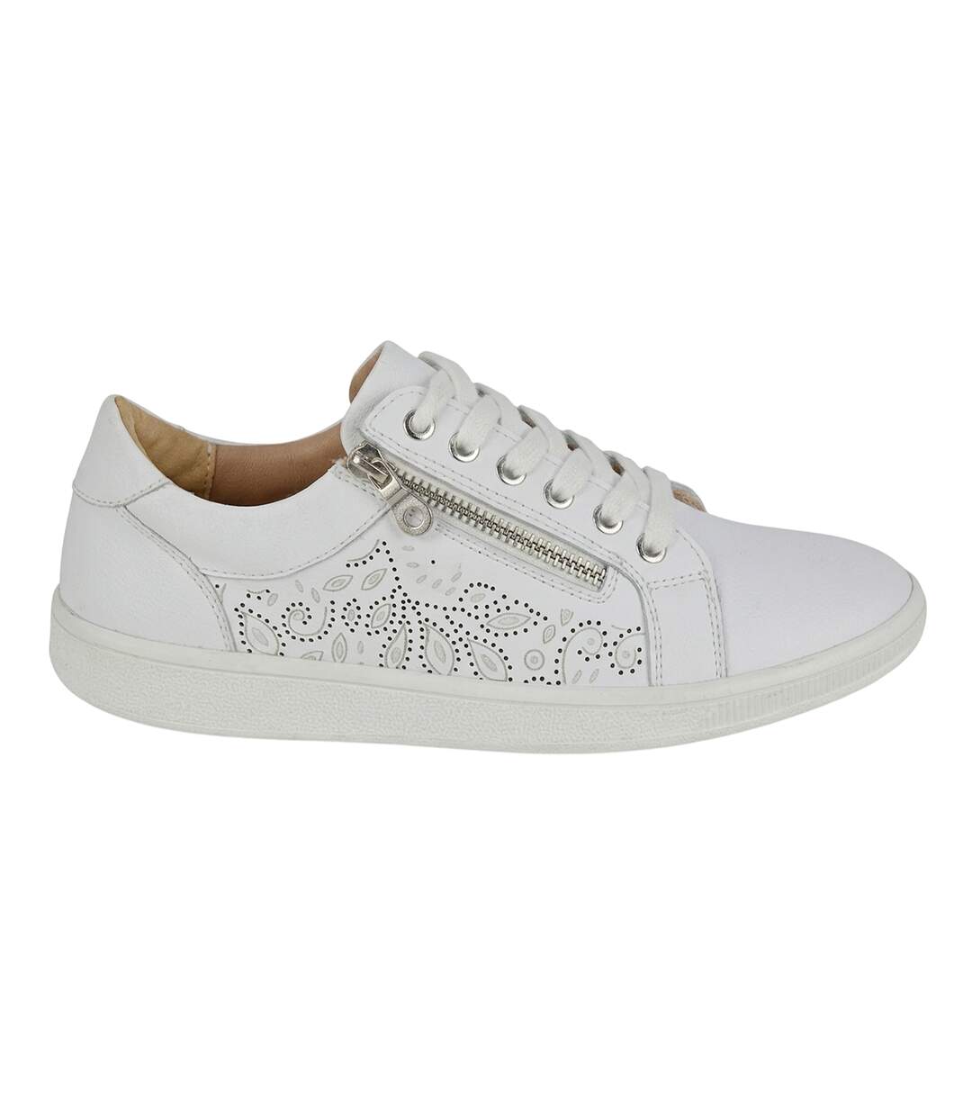 Womens/ladies Action Leather Trainers White Boulevard-1