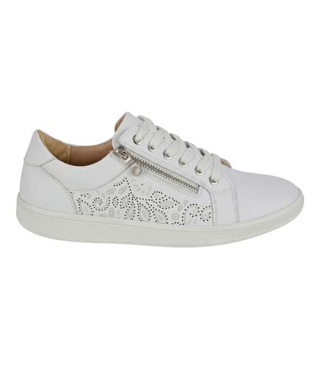 Womens/ladies Action Leather Trainers White Boulevard