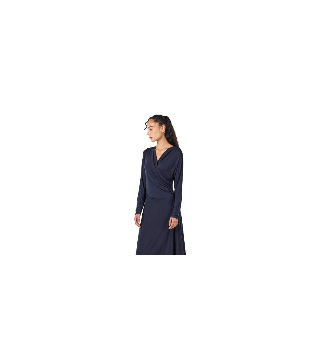 Robe Portefeuille Manches Longues Ettita Femme Bleu Foncé Boss-1