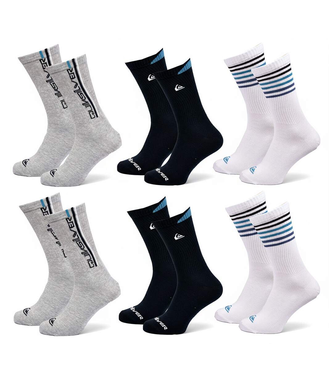 Quiksilver Pack de Chaussettes Homme Crew  Lot 6 Paires Regular Lifestyle-1