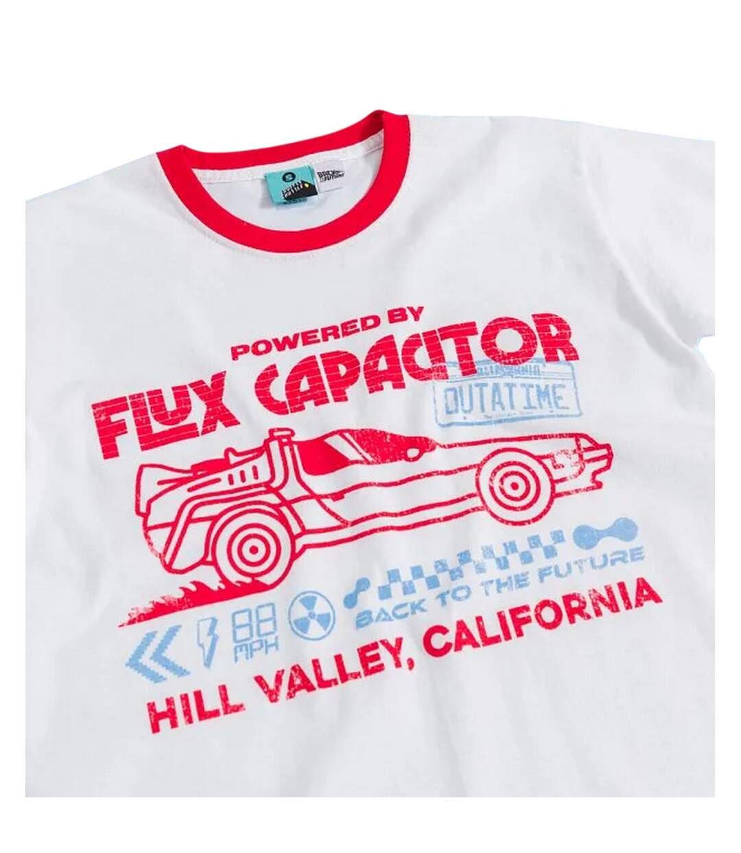 Unisex Adult Flux Capacitor Ringer T-shirt White Back To The Future-4