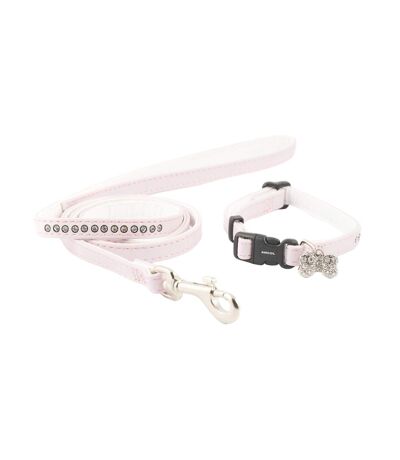Small bite jewel dog collar and lead set 20cm 30cm pink Ancol