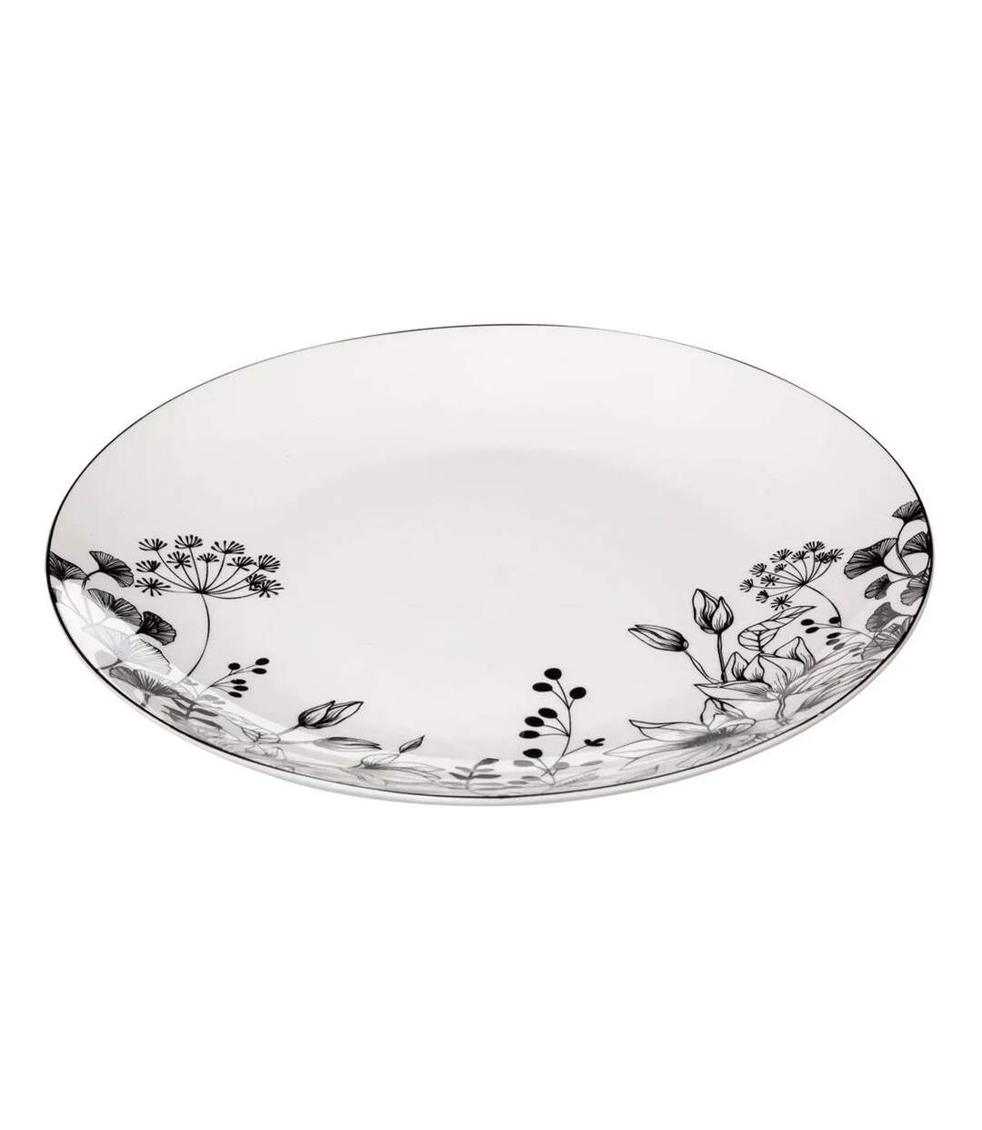Lot de 6 Assiettes Plates White Floral 27cm Blanc-2