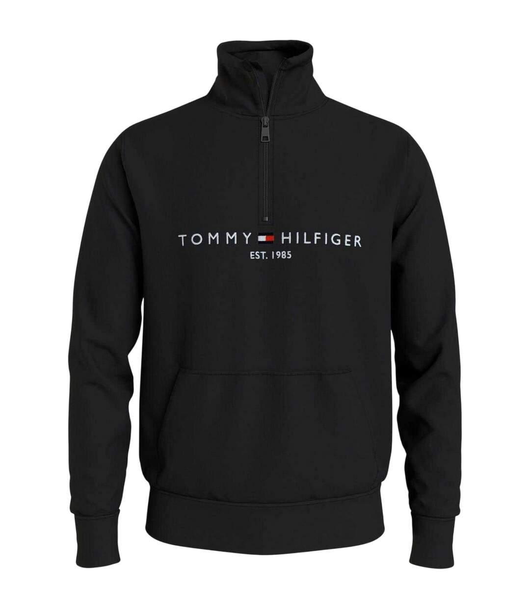 Mens Logo Mock Neck Sweatshirt Black Tommy Hilfiger-1