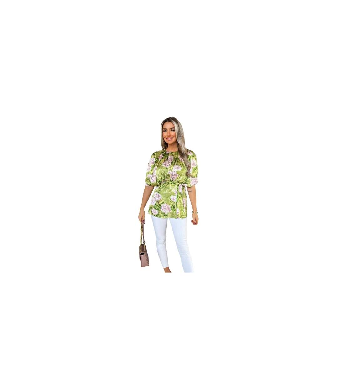 Womens/ladies Polyester Batwing Top Green AX Paris-1