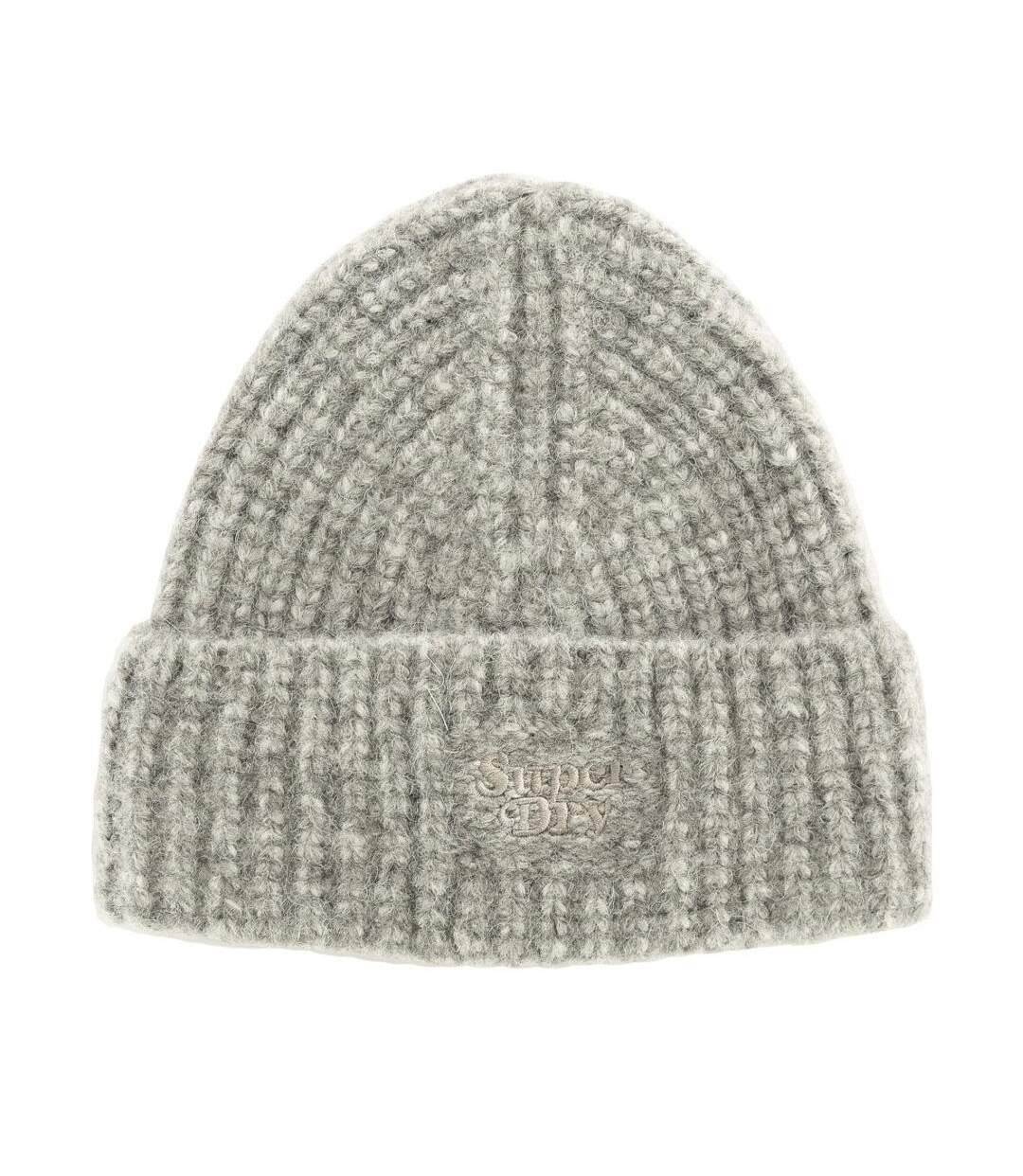 Bonnet gris clair femme superdry rib knit beanie-1