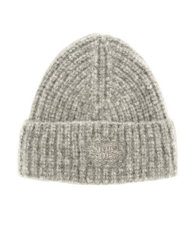Bonnet gris clair femme superdry rib knit beanie