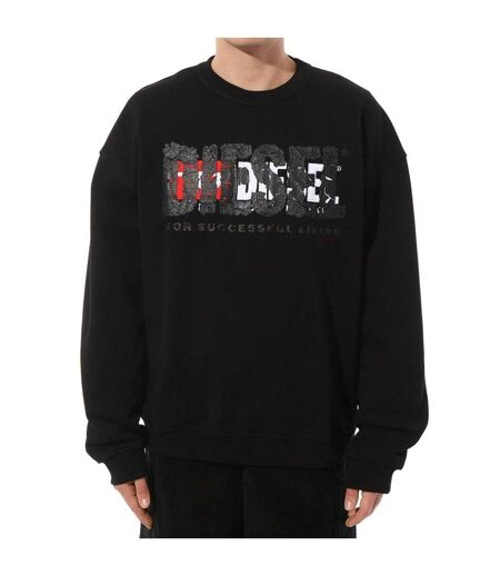 Mens Double Destroyed Logo Sweatshirt Black Diesel