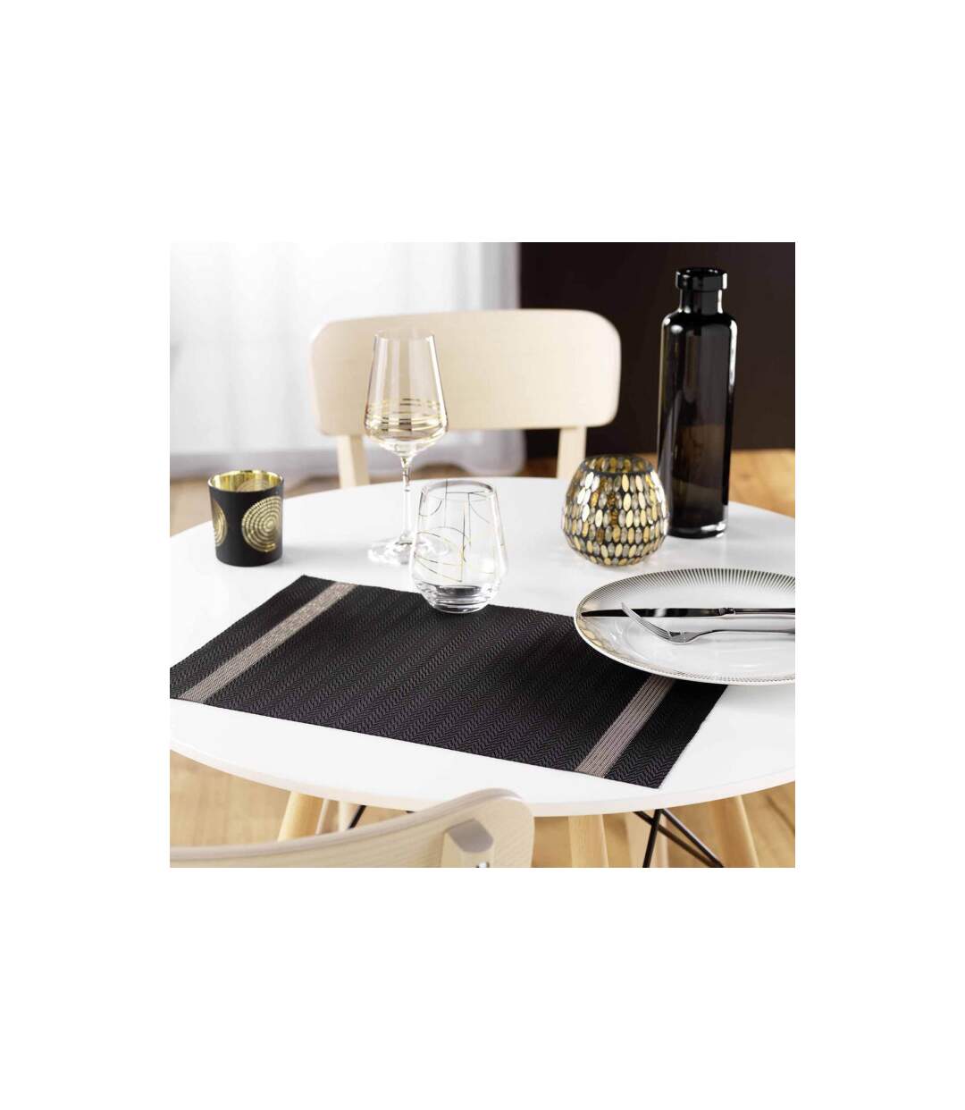 Set de Table Imprimé Goldira 30x45cm Noir & Or-3
